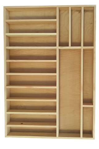 Ayfiwood 65x45 Cm. Doğal Ahşap Kaşıklık Kepçelik Mutfak Çekmece İçi Organizer
