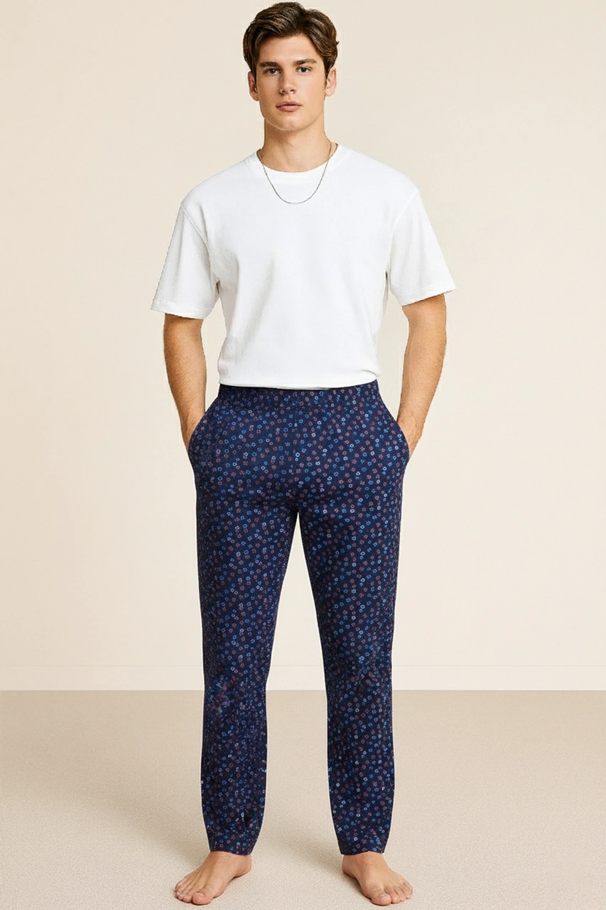 Erkek %100 Pamuk Cepli Ekose Pijama Altı Desen 9 040 Desen 9