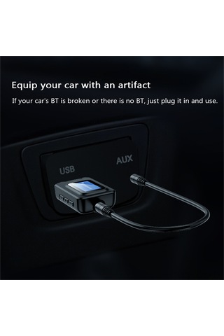 Symbee Bt5.0 Çift Fonksiyonlu Bluetooth Adaptörü - Transmitter/receiver, 3.5mm Aux, Lcd Ekranlı, Tv/pc Uyumlu Usb Ses Adaptörü