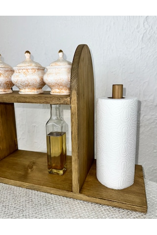 Doğal Ahşap Mutfak-banyo Rafı Tezgah Üstü Düzenleyici Baharatlık