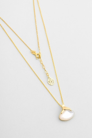 Sedef Taşlı 18 Ayar Sarı Altın Kaplama 42 Cm Gümüş Kolye Sarı