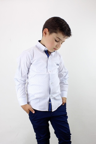 Doctor Junior Erkek Çocuk Kendinden Desenli Uzun Kol Gömlek Beyaz