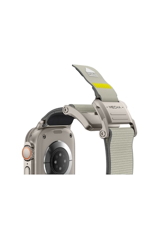 Watch 7 45mm Uyumlu Mohseven İwatch Mecha Sport Hasır Kordon Titanyum-bej