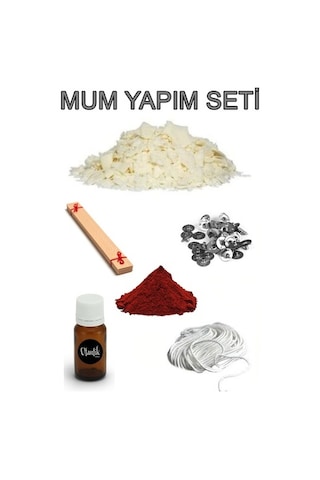 Soya Mum Yapım Seti, 1Kg Soya Wax, Boya, Esans, Fitil, Çıtçıt