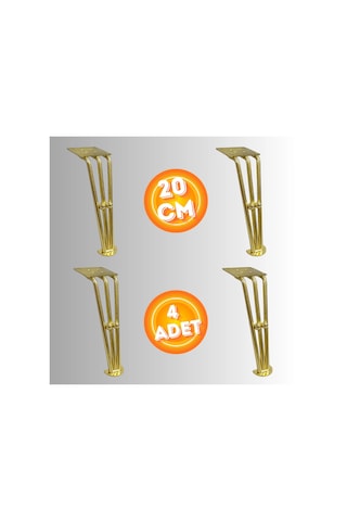 20 Cm Metal Boncuklu Koltuk Ayağı Mobilya Ayağı Ünite Ayağı Konsol Ayağı Puf Berjer Ayağı 4adet Gold