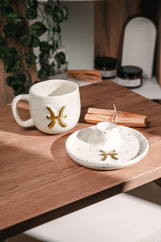 Balık Burcuna Özel El Yapımı Palo Santo Tütsülük Ve Kupa Seti 2 Adet Palo Santo Dahil -3186