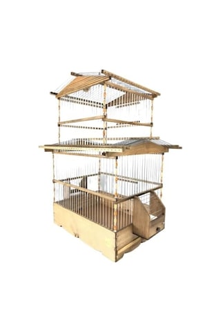 Naturbirds Ahşap Kafes 2 Katlı Xxl Muhabbet Kuşu Saka Kanarya