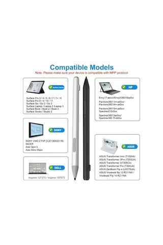 Fastbuy Silvery Surface Pro 11/9/10/8 İçin Yüksek Kaliteli Stylus Kalem