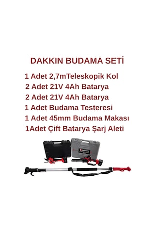 Dakkin Şarjlı Budama Testeresi, Budama Makası Ve Uzatma Kolu Tam Set