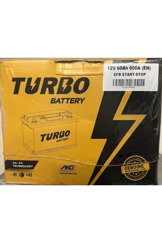 12V 60 Amper 600A EN EFB Start Stop Akü Turbo Akü Petlas Üretim