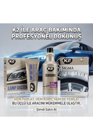 K2 Pro Araç Bakım Ve Koruma Üçlü Set Far Parlatıcı Islak Cila Lastik Parlatıcı