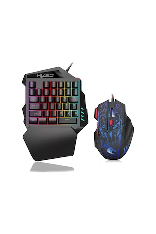 Yunboo Hxsj J50 Tek Elle Oyun Klavyesi Ve Fare Seti: 35 Tuşlu Rgb Aydınlatma, 5500 Dpı, 7 Tuşlu H300 Fare Diğer