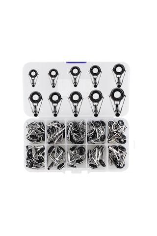 Lemestar 80 Adet Çelik Seramik Olta Kılavuz Ucu Seti - Deniz, Kayak, Raft Olta Tamiri Parçaları Kutusu