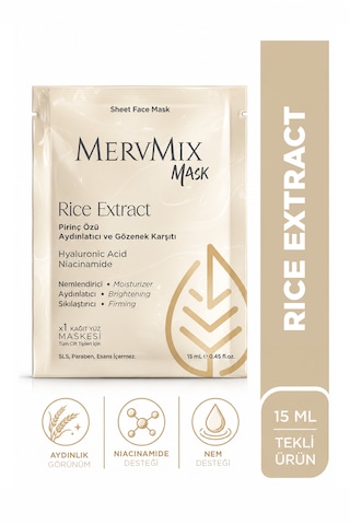 Mervmix Pirinç Özlü Aydınlatıcı Ve Gözenek Karşıtı Kağıt Maske