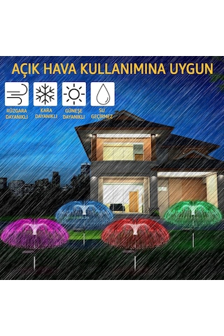 Robeve Rgb Bahçe Aydınlatması Direk Solar Aydınlatma Denizanası Güneş Enerjili Aydınlatma Led Işık 7 Renk 1 Adet