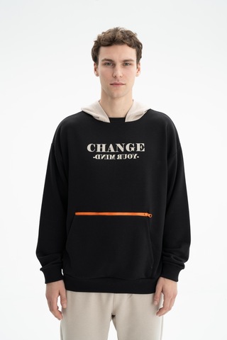 AR-MA Arma Erkek Oversize Şardonsuz 3 İplik Kanguru Cepli Kapşonlu Sweatshirt 001