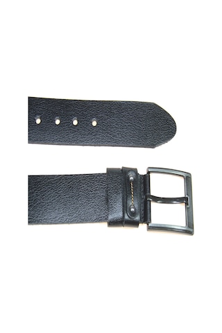 Hakiki Deri Erkek Metal Detaylı Dikişli Kot Kemeri 4,5 Cm Siyah