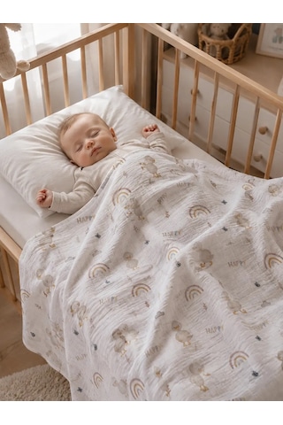 E&f Store Ördek Desenli Müslin Bebek Battaniyesi Çok Renkli