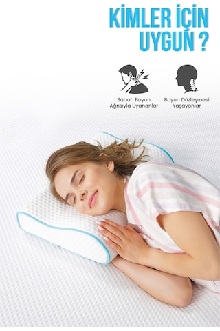 Viscofoam Küçük Boyun Destekli Ortopedik Yastık Visco Yastık 46x30x10-8cm
