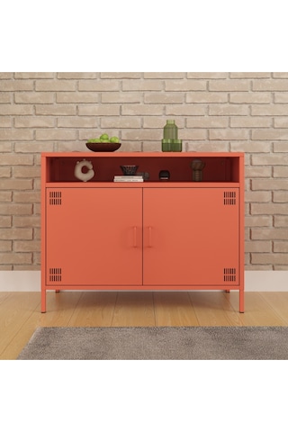 Pera Tv Ünitesi, Tv Dolabı,2 Kapaklı, Açık Raflı 100,50 X 40 X 79,50 Cm Ral 3022 Somon