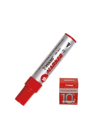 Kırmızı Permanent Markör Marker Kesik Uçlu Koli Kalemi Kırmızı 10 mm Mr-6010 12 Adet