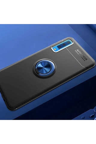 Samsung Uyumlu Galaxy A7 2018 Kılıf Zore Ravel Silikon Kapak Siyah-Mavi