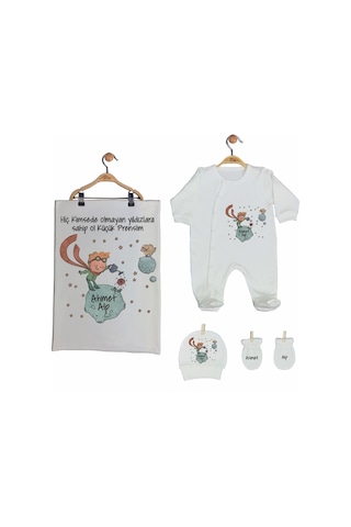 Pia Baby Gl 2014 İsme Özel Küçük Prens Beşli Tulum Set Krem