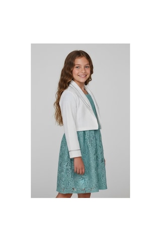 Fesshera Kids Kız Çocuk Dantel Elbise Bolero Ceket Takım 9-12 Yaş Turkuaz