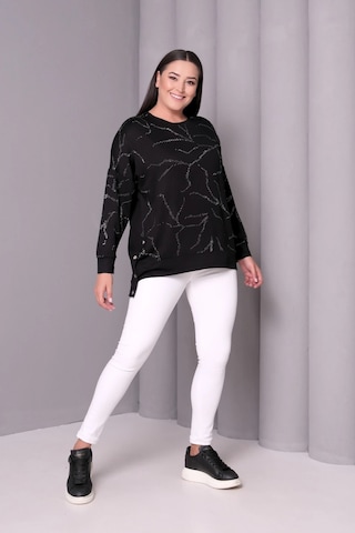 Taş Baskılı Yanı Çıtçıtlı Bluz Siyah