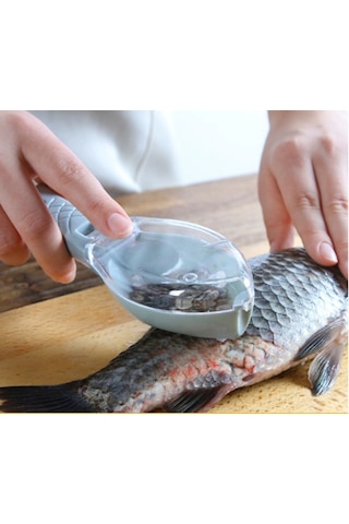 Kapaklı Mutfak Ölçekleyici Manuel Balık Ölçekleyici Aracı - Mavi