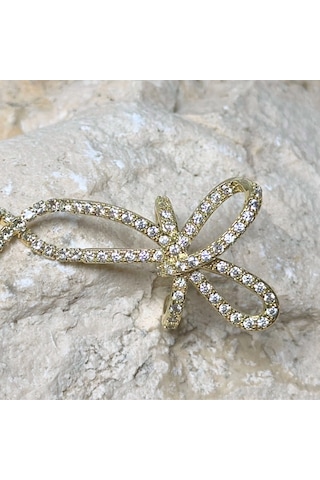 Fiyonk Taşlı Gold Earcuff Gold