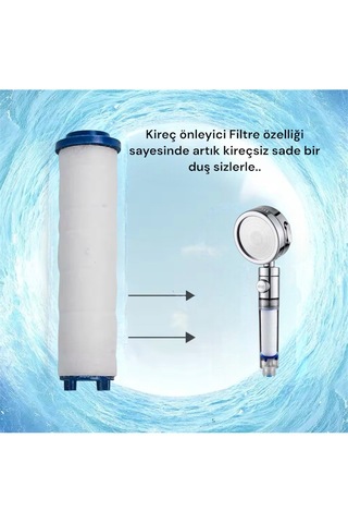 Truva Filtreli Kireç Önleyici Aç-kapa Özellikli 3 Fonksiyonlu Duş Ba... Krom