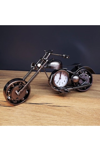 Kişiye Özel İsimli Metal Motosiklet Masa Saati Erkeğe Hediye Dekoratif Motor Biblo