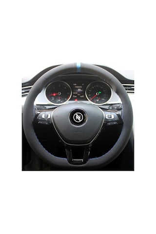 Oto Direksiyon Kılıfı Alcantara Model Alcantra Mavi Dikişli