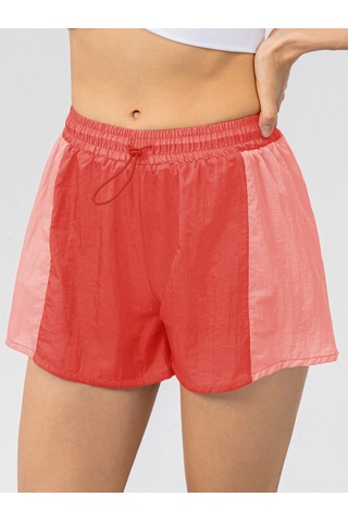 Aubyhe Kadın Spor Şortu Yüksek Bel Lastikli İç Cepli Döşemeli Yoga Koşu Eşyası Karpuz Kırmızısı, Mavi, Siyah Seçenekli Karpuz Kırmızı