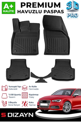 S-dizayn Audi A3 3d Pro Havuzlu Paspas 2017 Üzeri A+ Kalite