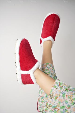 Modafrato Vıola Kadın Panduf Ev Ayakkabısı Ev Botu Kırmızı