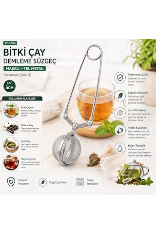 İbico İ22-430 Maşalı Çay Demleme Süzgeci - Paslanmaz Çelik 5 Cm Çap- 12'li Paket Diğer