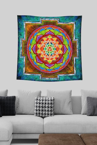 Duvar Örtüsü Yaşam Çiçeği Kutssal Geometri Sri Yantra