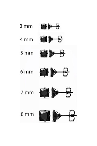 Chavin Kadın Erkek Kare Siyah 8 Mm. Taşlı Çelik Küpe Cm25-8 Siyah