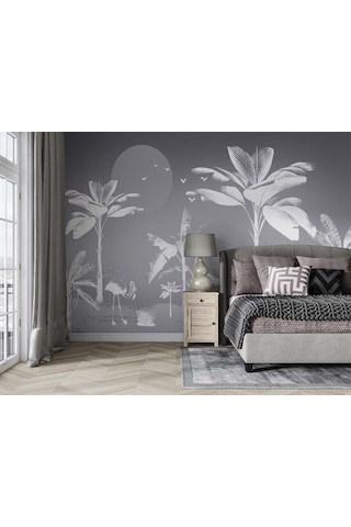 Beyaz Tropikal Ağaçlar Duvar Kağıdı