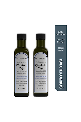 Villenature 2'li Set Soğuk Sıkım Çörekotu Yağı Black Seed Oil Nigella Sativa 250 Ml