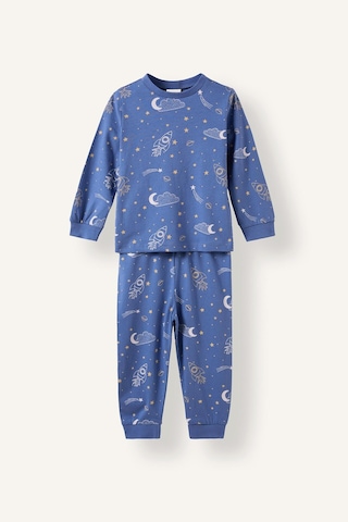 Defacto Uzay Desenli Uzun Kollu Üst Lastikli Paça 4lü Pijama Takımı Erkek Bebek I1441a526aube343 Mavi-be343