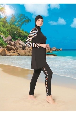 Ruko Maio 22128-1 Çizgili Desenli Reglan Kol Micro Lycra Mayo
