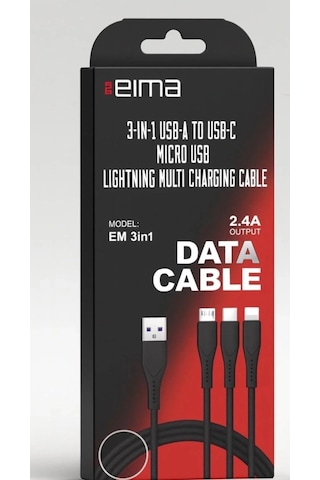 3 İn 1 Çoklu Şarj Ve Data Kablosu Lightning / Type-c / Micro Usb