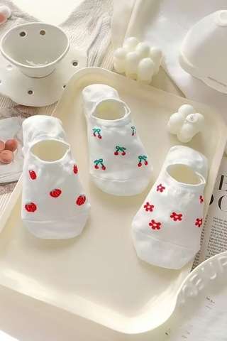 Hitit Socks Kadın 5 Çift Premium Kalite Meyve Ve Çiçek Desenl... Çok Renkli
