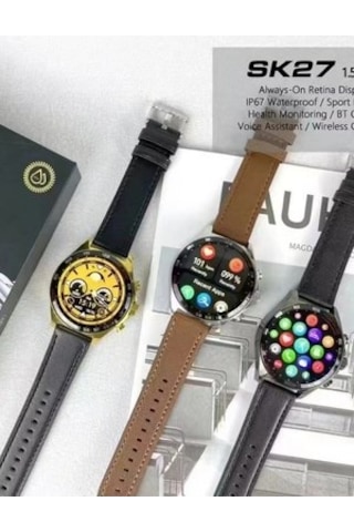 Kalobee Sk27 Business Amoled Ekran Metal / Deri / Silikon Kordonlu Akıllı Saat İphone & Android Uyumlu, Sağlık & Spor Takip, Bluetooth Çağrı