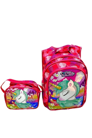 Unicorn Işıklı İlkokul Çantası 2'li Takım Pembe