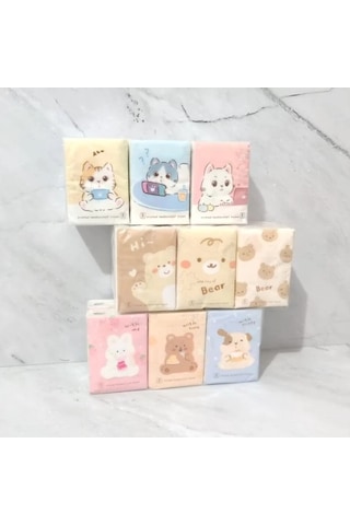 Sevimli Figürlü Çocuk Mendili 9'lu Paket Sarı