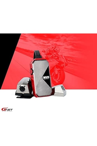 Gnet Mvr Motosiklet 2 Kameralı Fullhd Wi-fi Araç Kamerası, Kırmızı